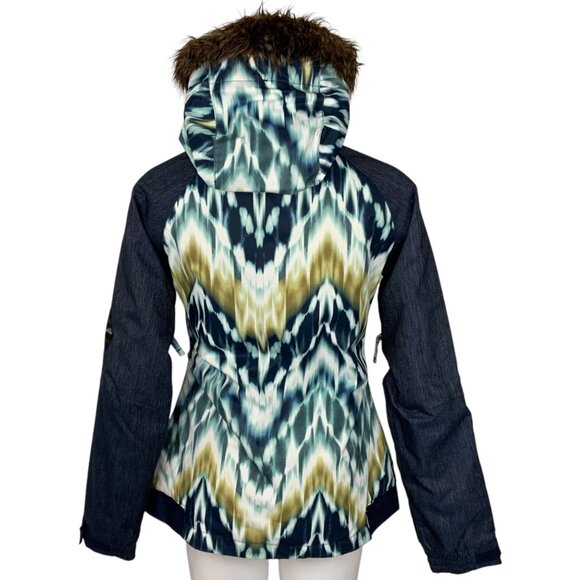 686 Womens Authentic Bae Insulated Jacket XS Ikat InfiDry Hooded Snowboarding - Picture 2 of 14